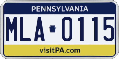 PA license plate MLA0115