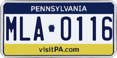 PA license plate MLA0116