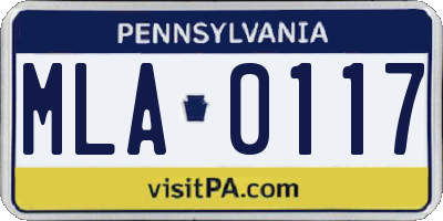 PA license plate MLA0117