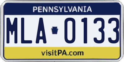 PA license plate MLA0133