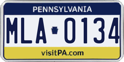 PA license plate MLA0134