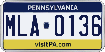 PA license plate MLA0136