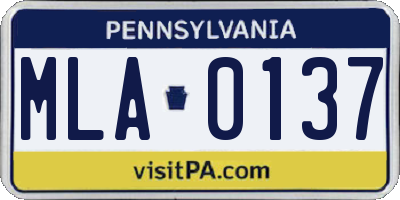 PA license plate MLA0137