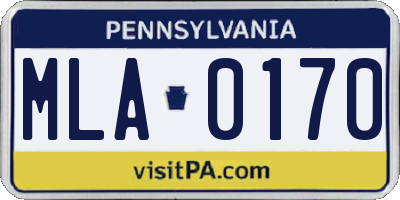 PA license plate MLA0170