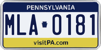 PA license plate MLA0181