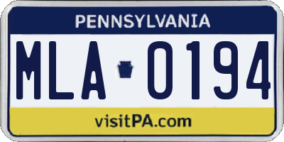 PA license plate MLA0194