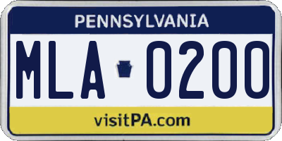 PA license plate MLA0200