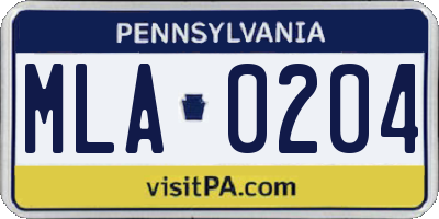 PA license plate MLA0204