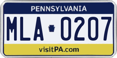 PA license plate MLA0207