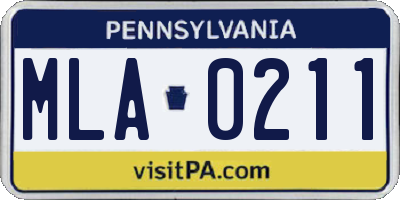 PA license plate MLA0211