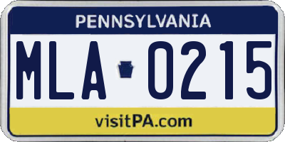 PA license plate MLA0215