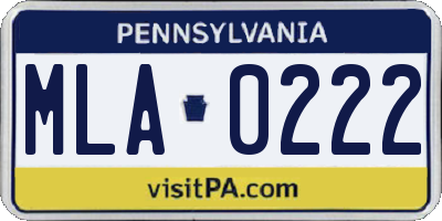 PA license plate MLA0222
