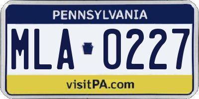 PA license plate MLA0227