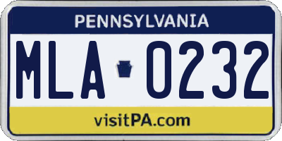 PA license plate MLA0232