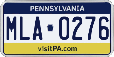 PA license plate MLA0276