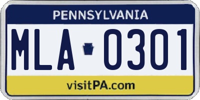 PA license plate MLA0301