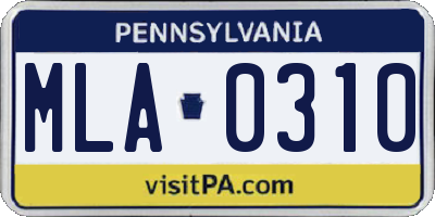PA license plate MLA0310