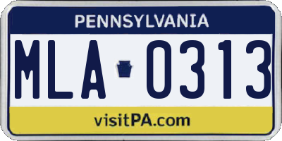 PA license plate MLA0313