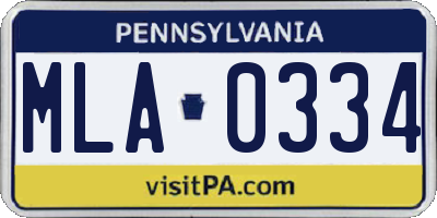 PA license plate MLA0334