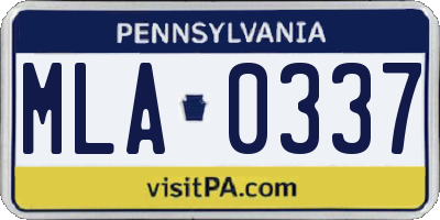 PA license plate MLA0337