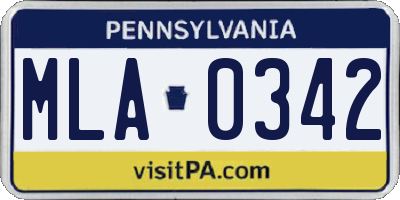 PA license plate MLA0342