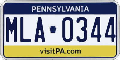 PA license plate MLA0344
