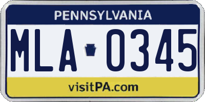 PA license plate MLA0345