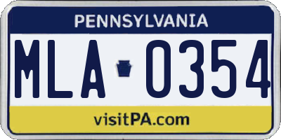 PA license plate MLA0354