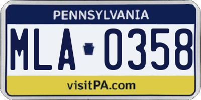 PA license plate MLA0358