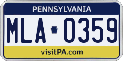 PA license plate MLA0359