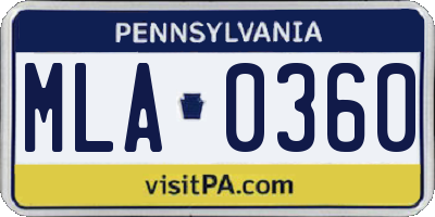 PA license plate MLA0360