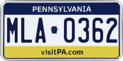 PA license plate MLA0362