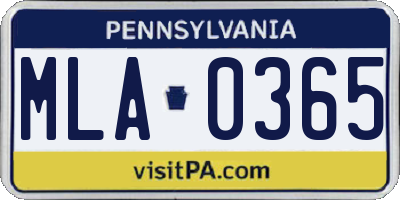 PA license plate MLA0365