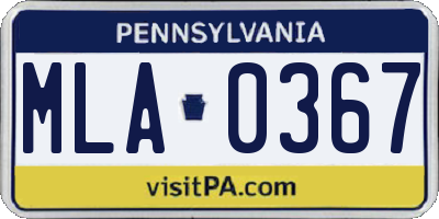 PA license plate MLA0367