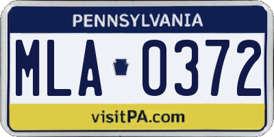 PA license plate MLA0372