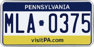PA license plate MLA0375