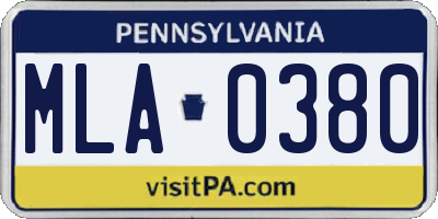 PA license plate MLA0380