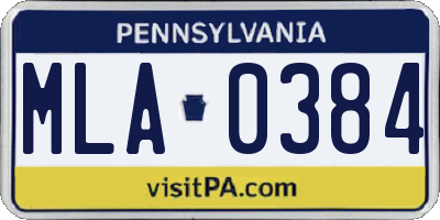 PA license plate MLA0384
