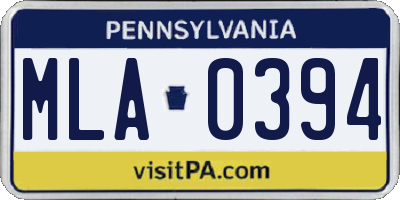 PA license plate MLA0394