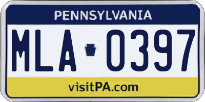 PA license plate MLA0397