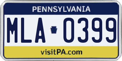 PA license plate MLA0399