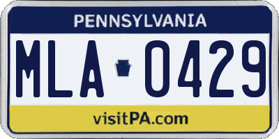 PA license plate MLA0429