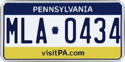 PA license plate MLA0434