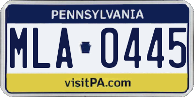 PA license plate MLA0445