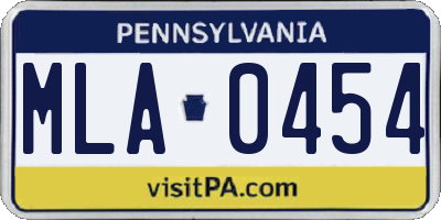 PA license plate MLA0454