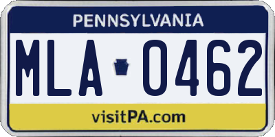 PA license plate MLA0462