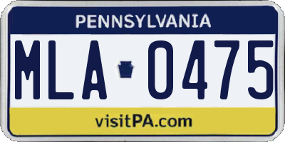 PA license plate MLA0475