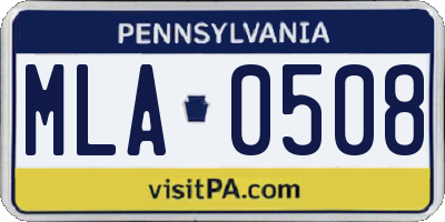 PA license plate MLA0508