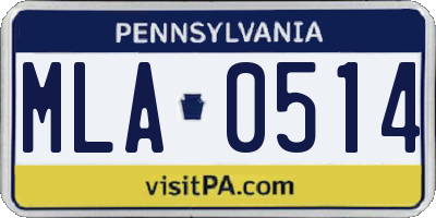 PA license plate MLA0514