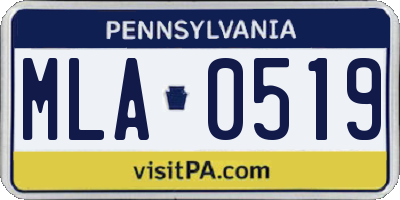 PA license plate MLA0519
